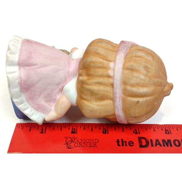 Vintage Homco Little Girl Ceramic Figurine 5" Pink Hat Dress And Basket #1439 - Picture 3 of 7
